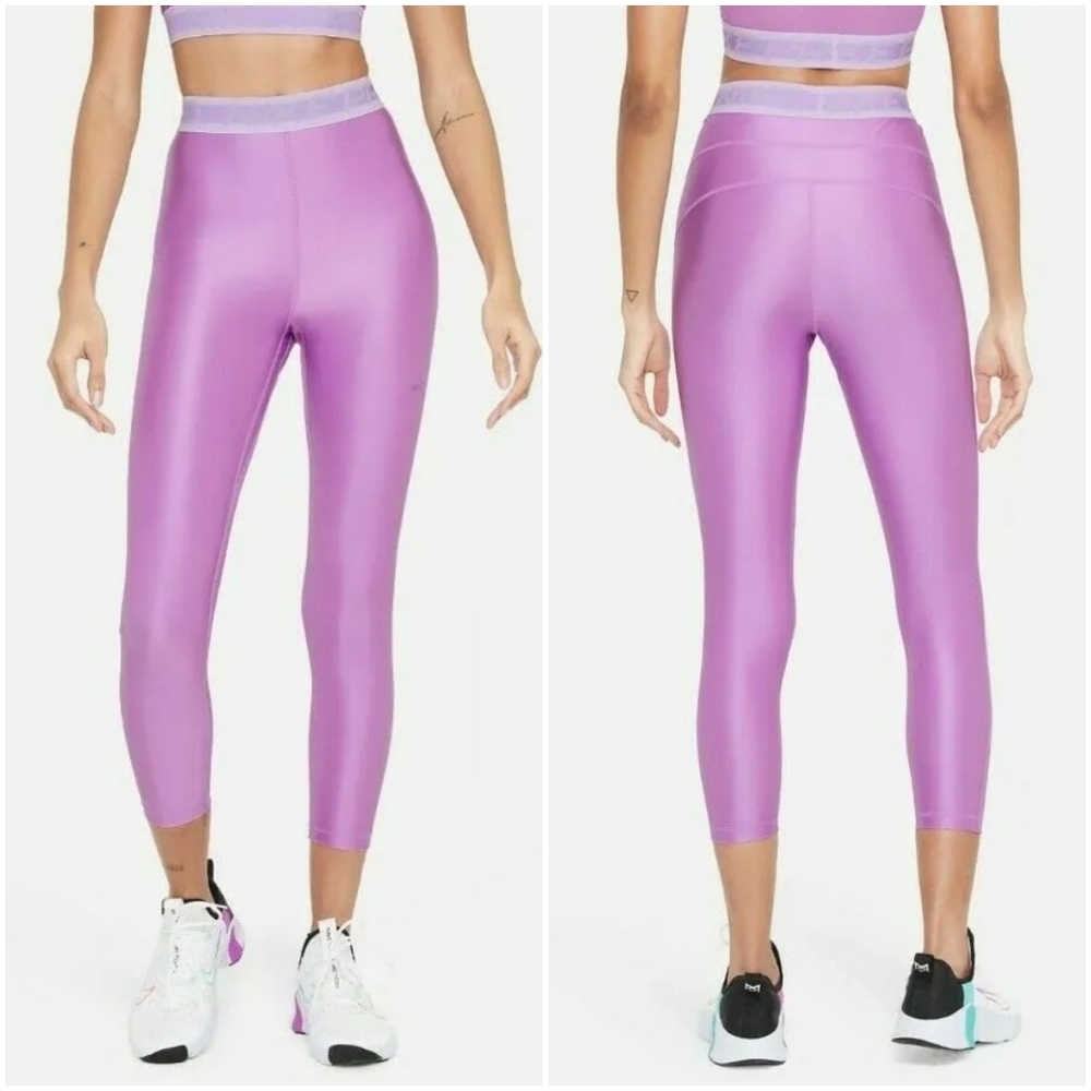 NIKE PRO High-Rise Compression Leggings SMALL Lavender Purple
